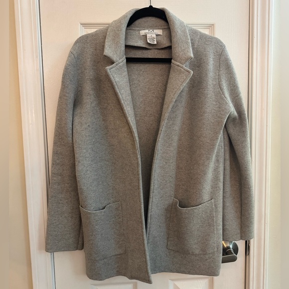 Magaschoni Sweaters - MAGASCHONI Open Front Cotton Wool Blend Cardigan Gray Knit Size Small